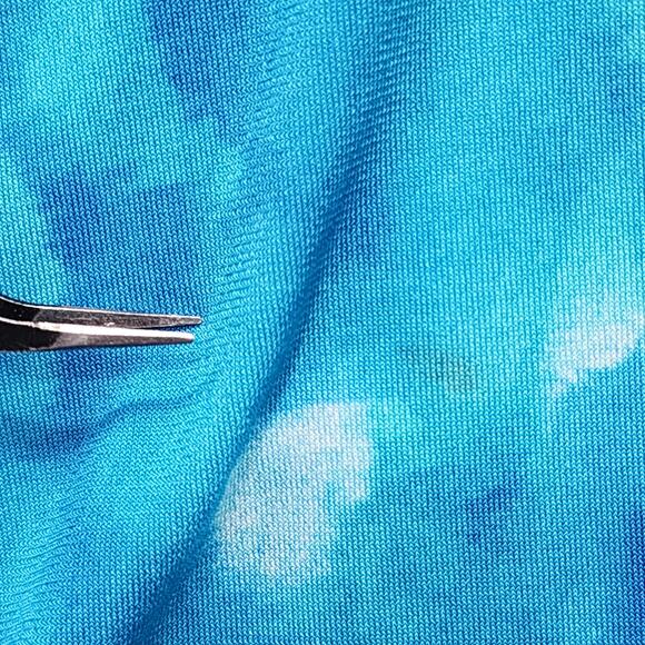 CLARA SUN WOO Top Womens XS Blue Purple Watercolor Neck Cut-Out Asymmetric Tunic - Picture 4 of 10